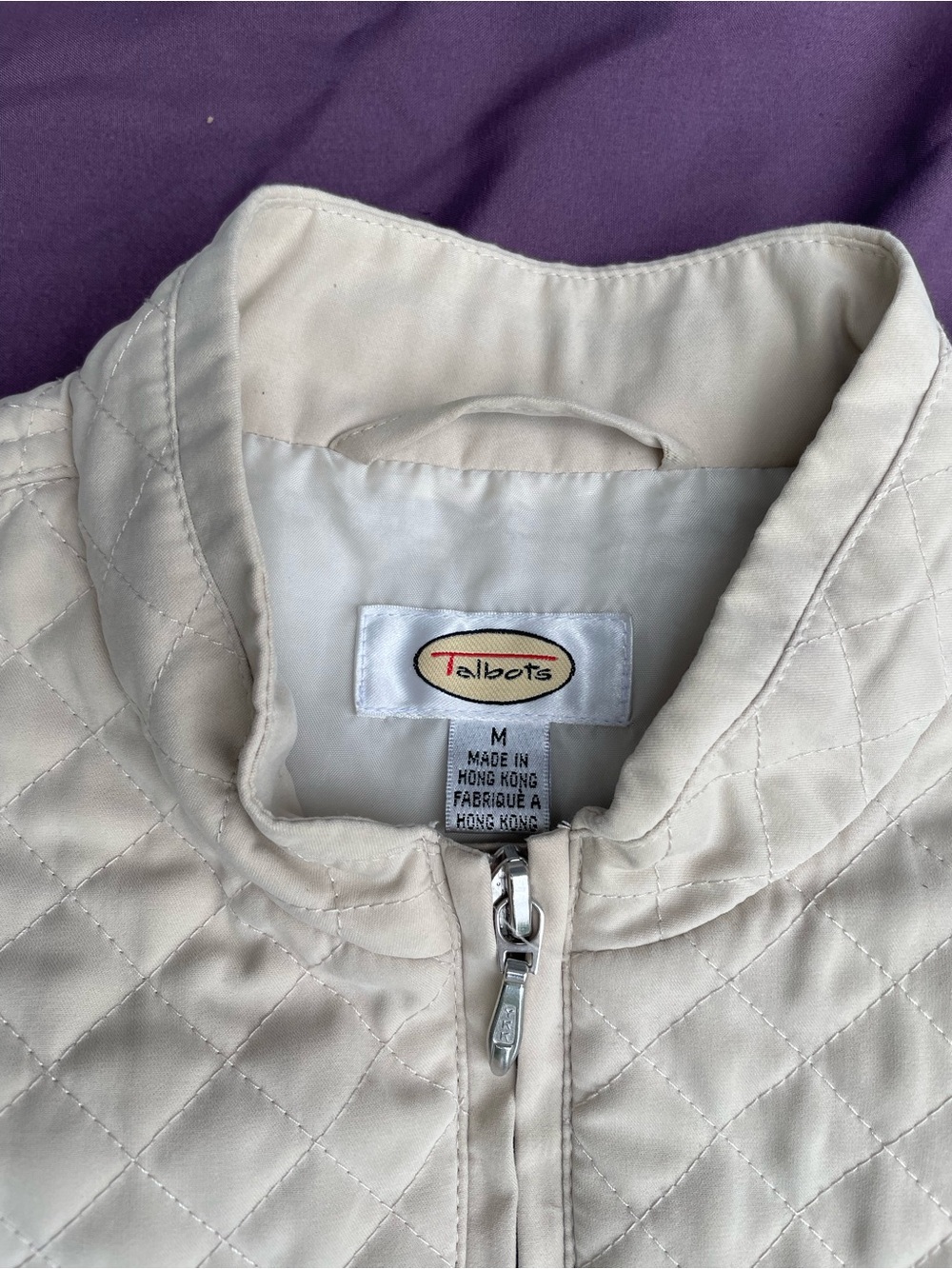 Talbots Cream Quilted Zip-Up Vest - Picture 3 of 4
